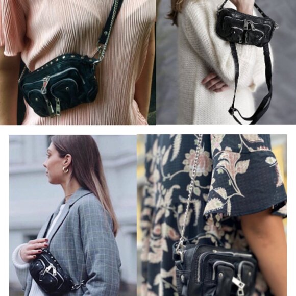 Nunoo | Helena Black Washed Leather Crossbody Mini Bag - Picture 3 of 16